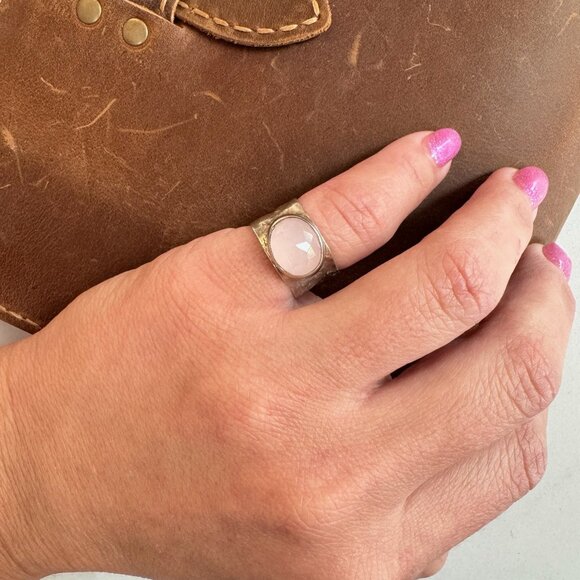 Vintage Rose Quartz Ring Sterling Silver - Picture 6 of 8